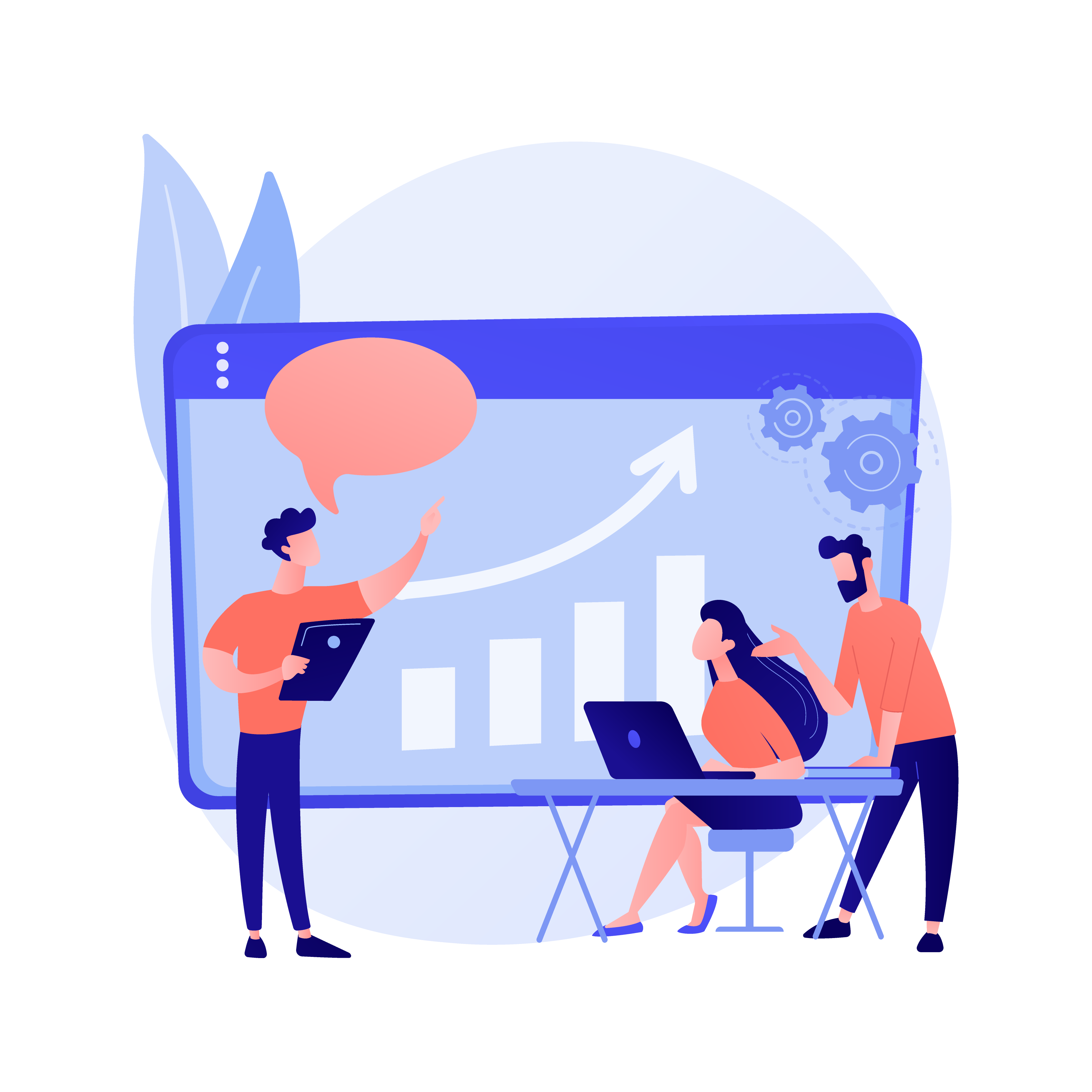 illustration représentant une personne expliquant des données.